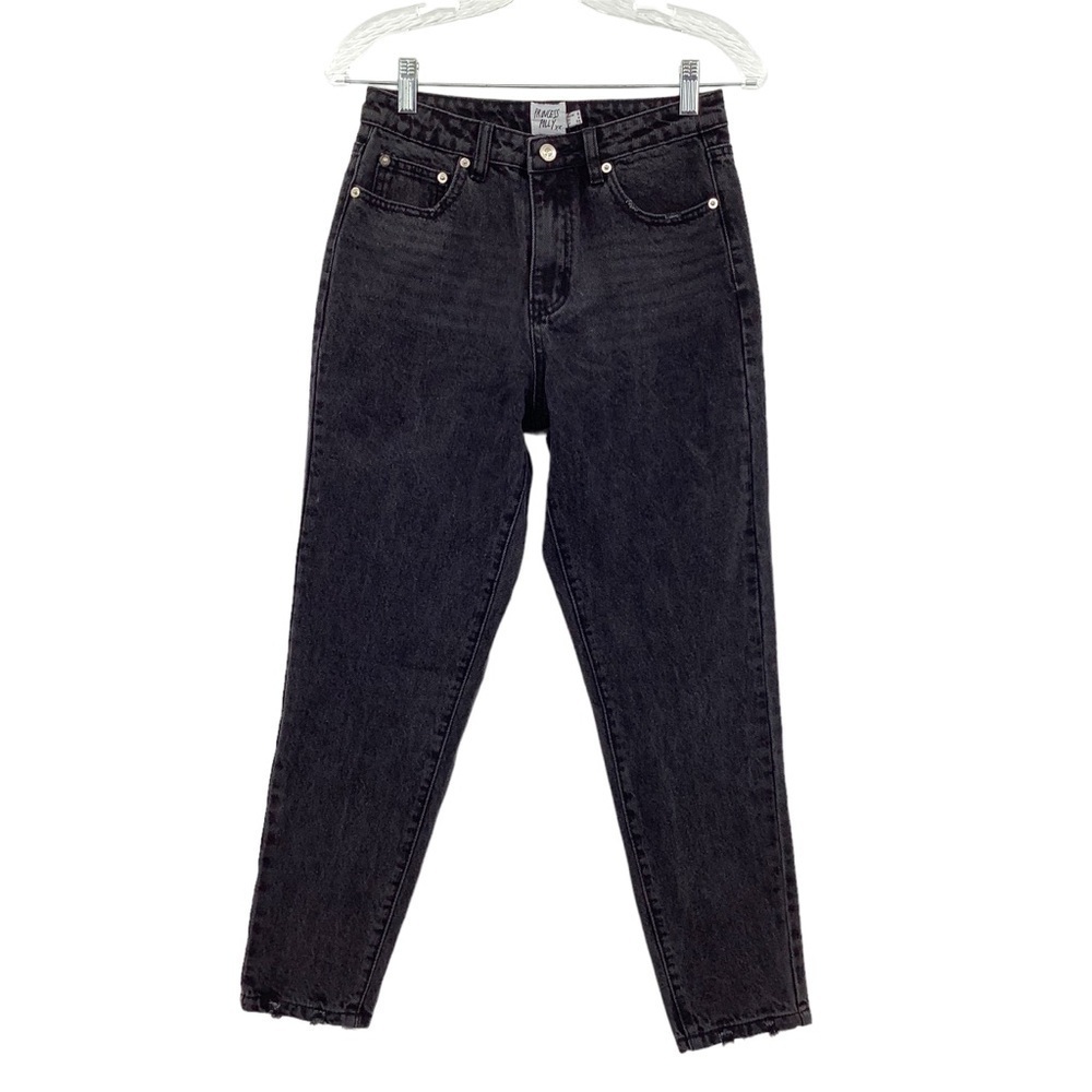 NWOT Princess Polly Black High Rise Mom Jeans Size 4 Faded Black Tapered Leg